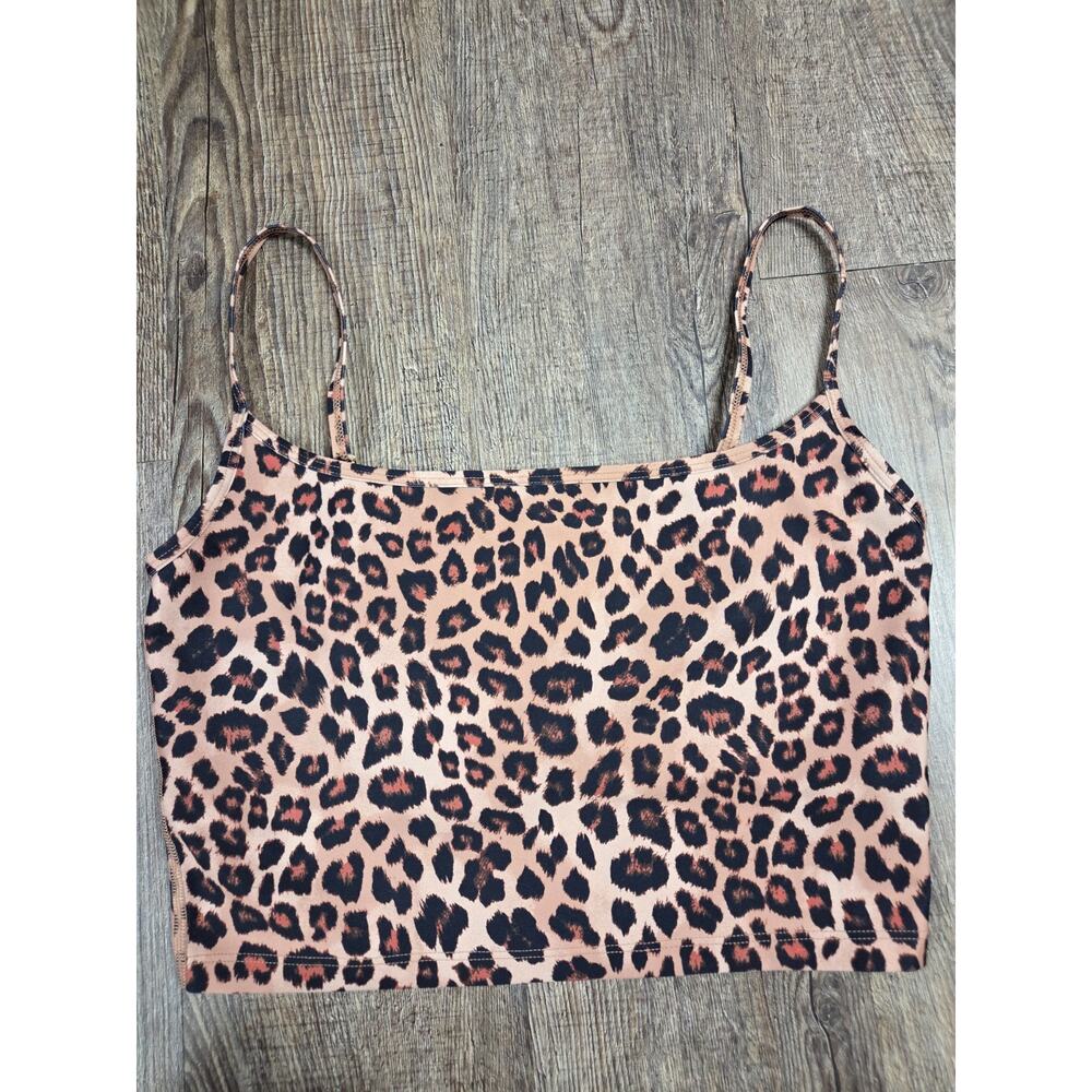 Summersalt Sports Bra Crop Top Leopard Animal Print Leopard Back Size 8 Medium - Picture 1 of 3